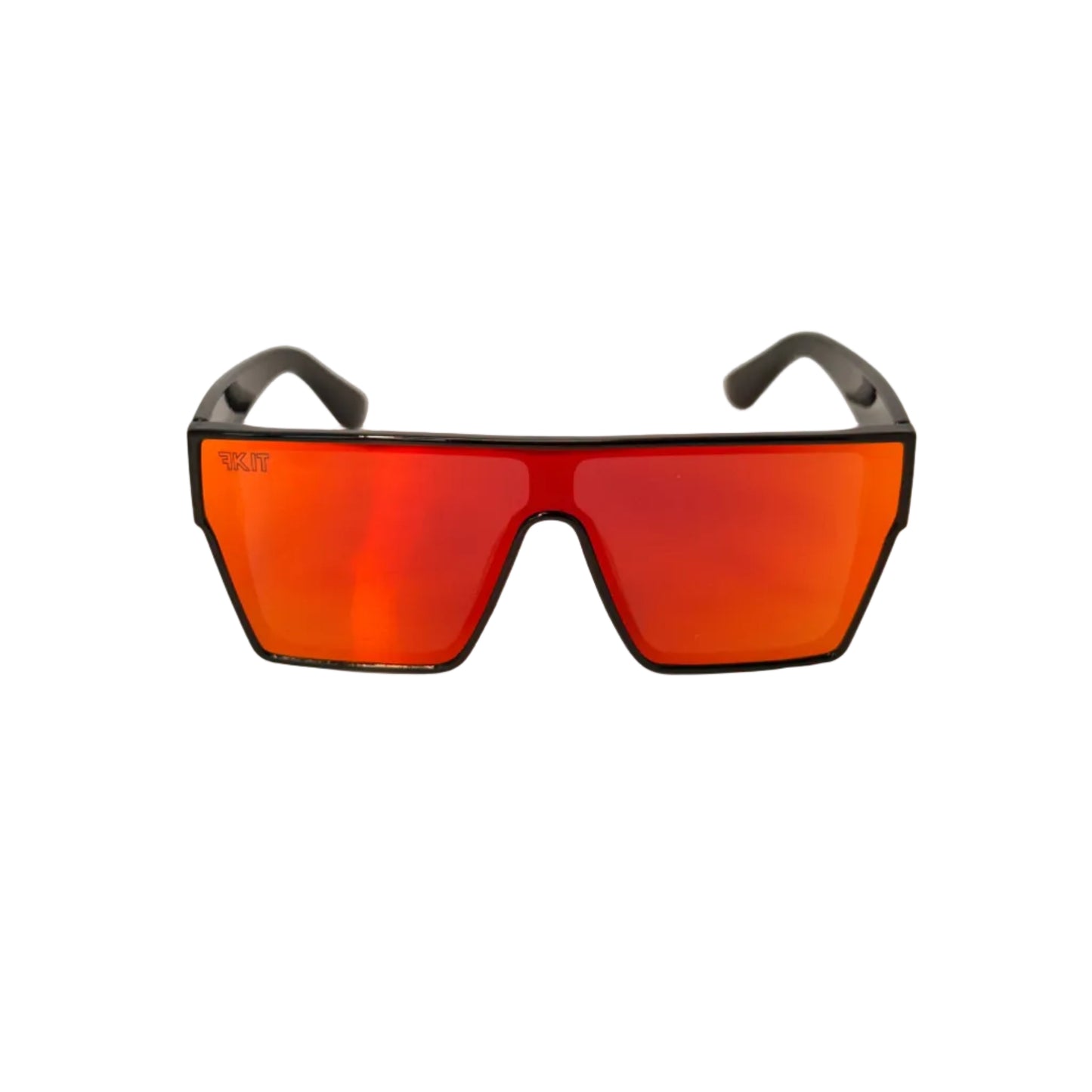 Red FKIT SUNNIES with black frame on a white background